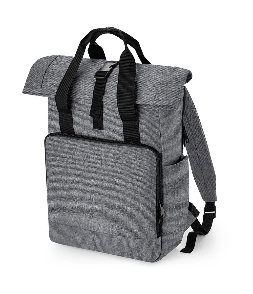 Recycled Twin Handle Roll-Top Laptop Backpack zum Besticken und Bedrucken in der Farbe Grey Marl mit Ihren Logo, Schriftzug oder Motiv.