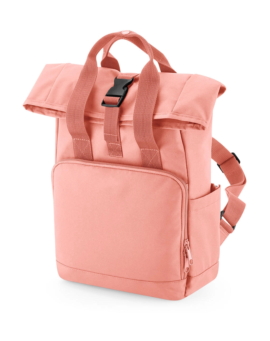 Recycled Mini Twin Handle Roll-Top Backpack zum Besticken und Bedrucken in der Farbe Blush Pink mit Ihren Logo, Schriftzug oder Motiv.