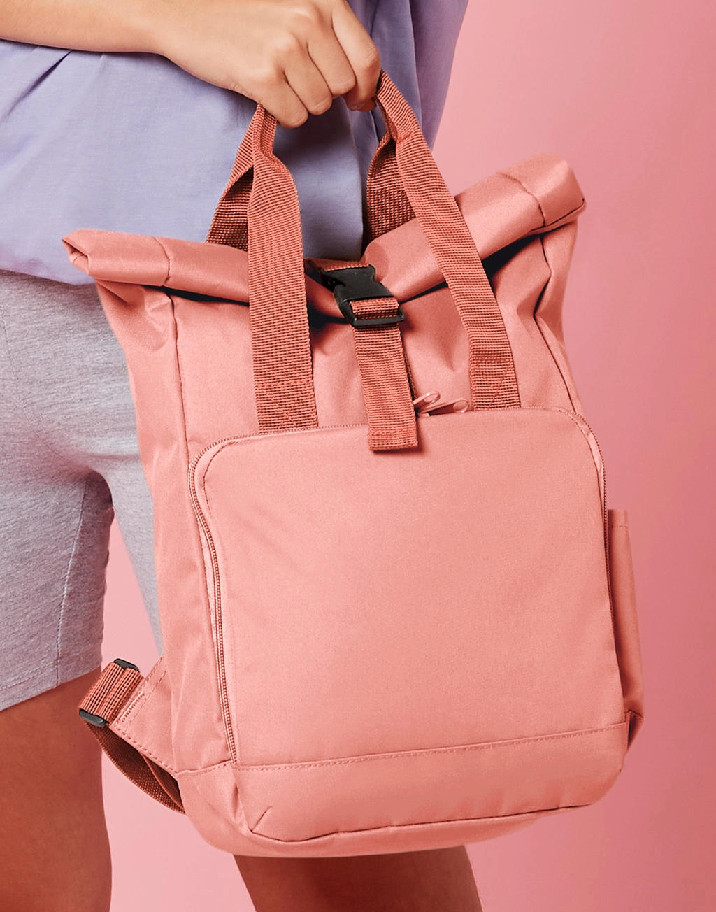 Recycled Mini Twin Handle Roll-Top Backpack zum Besticken und Bedrucken mit Ihren Logo, Schriftzug oder Motiv.