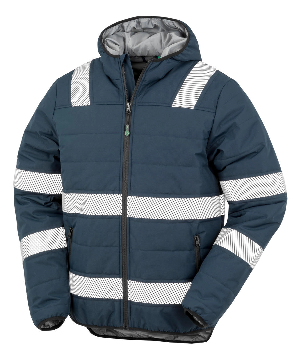 Recycled Ripstop Padded Safety Jacket zum Besticken und Bedrucken in der Farbe Navy Blue mit Ihren Logo, Schriftzug oder Motiv.