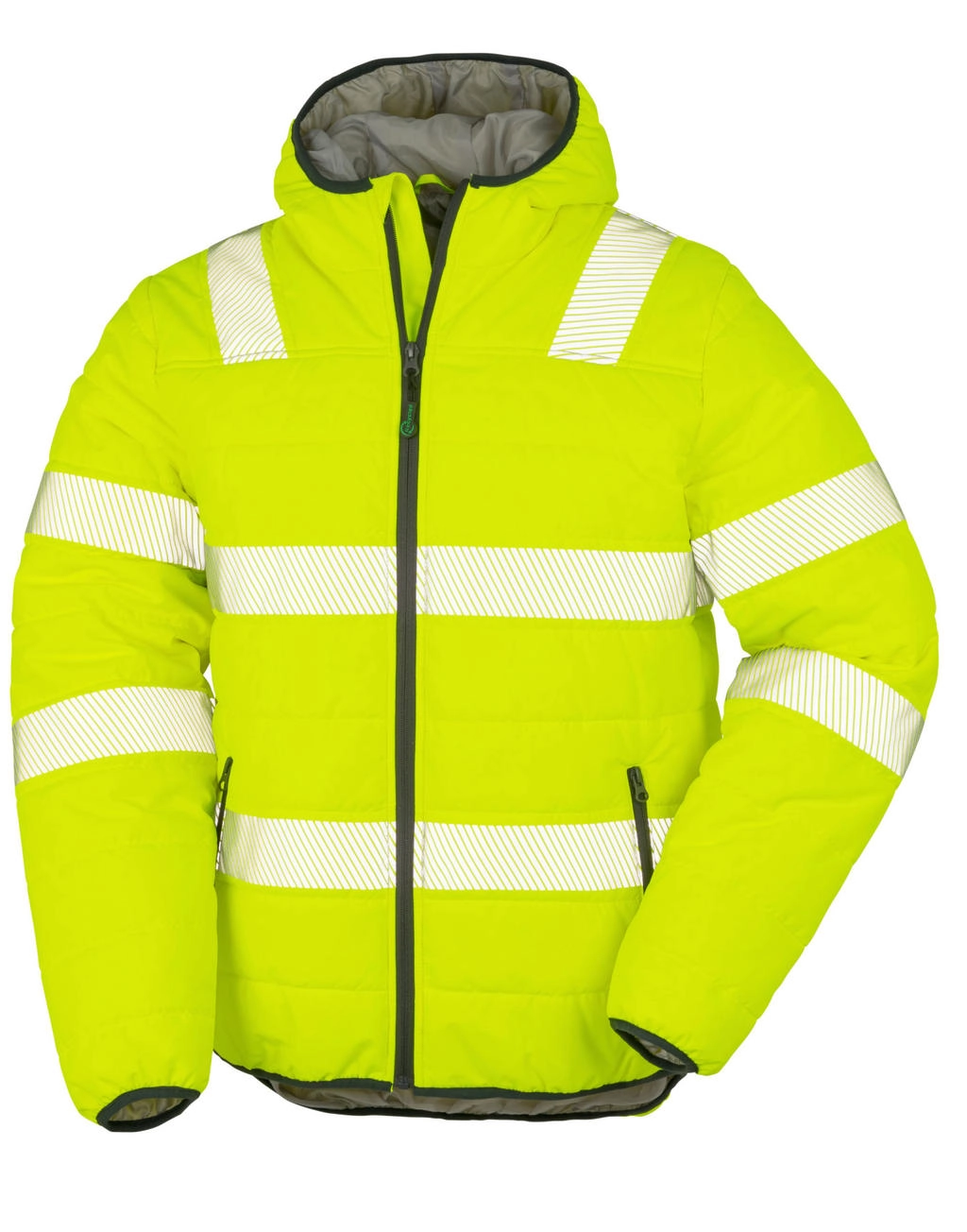 Recycled Ripstop Padded Safety Jacket zum Besticken und Bedrucken in der Farbe Fluorescent Yellow mit Ihren Logo, Schriftzug oder Motiv.