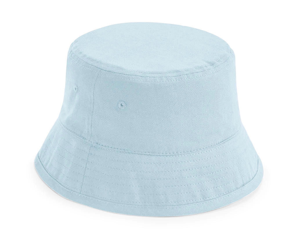 Junior Organic Cotton Bucket Hat zum Besticken und Bedrucken in der Farbe Powder Blue mit Ihren Logo, Schriftzug oder Motiv.