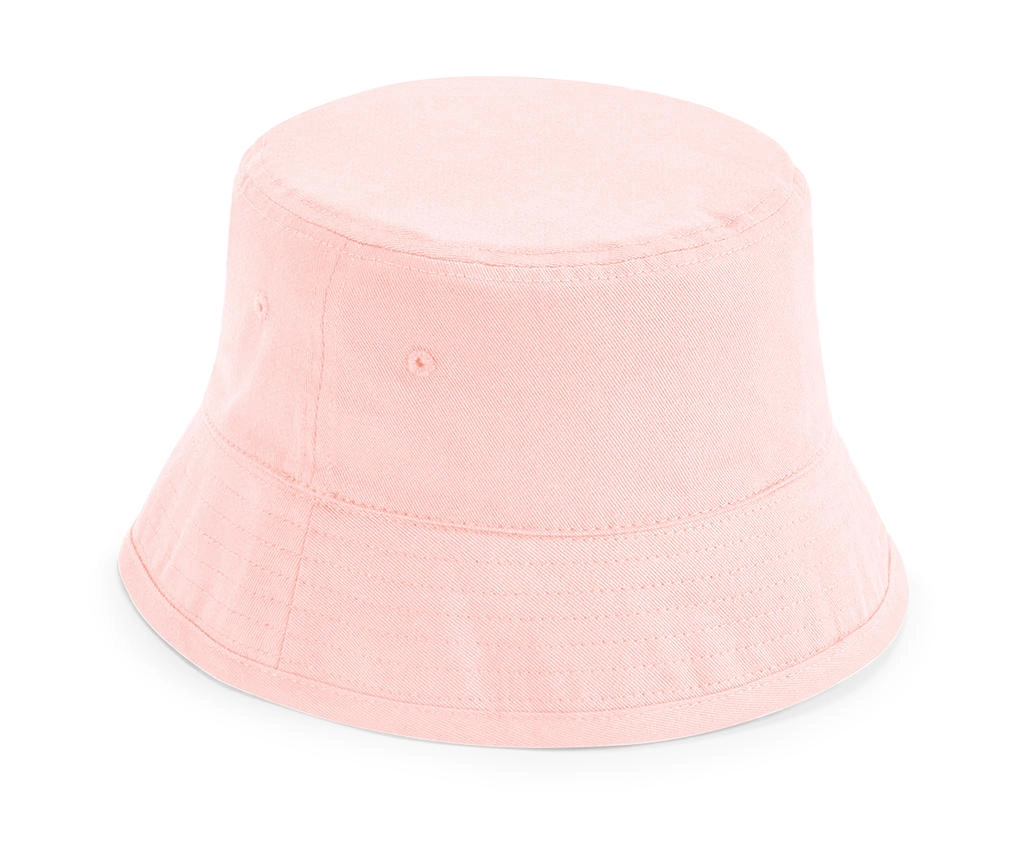 Junior Organic Cotton Bucket Hat zum Besticken und Bedrucken in der Farbe Powder Pink mit Ihren Logo, Schriftzug oder Motiv.