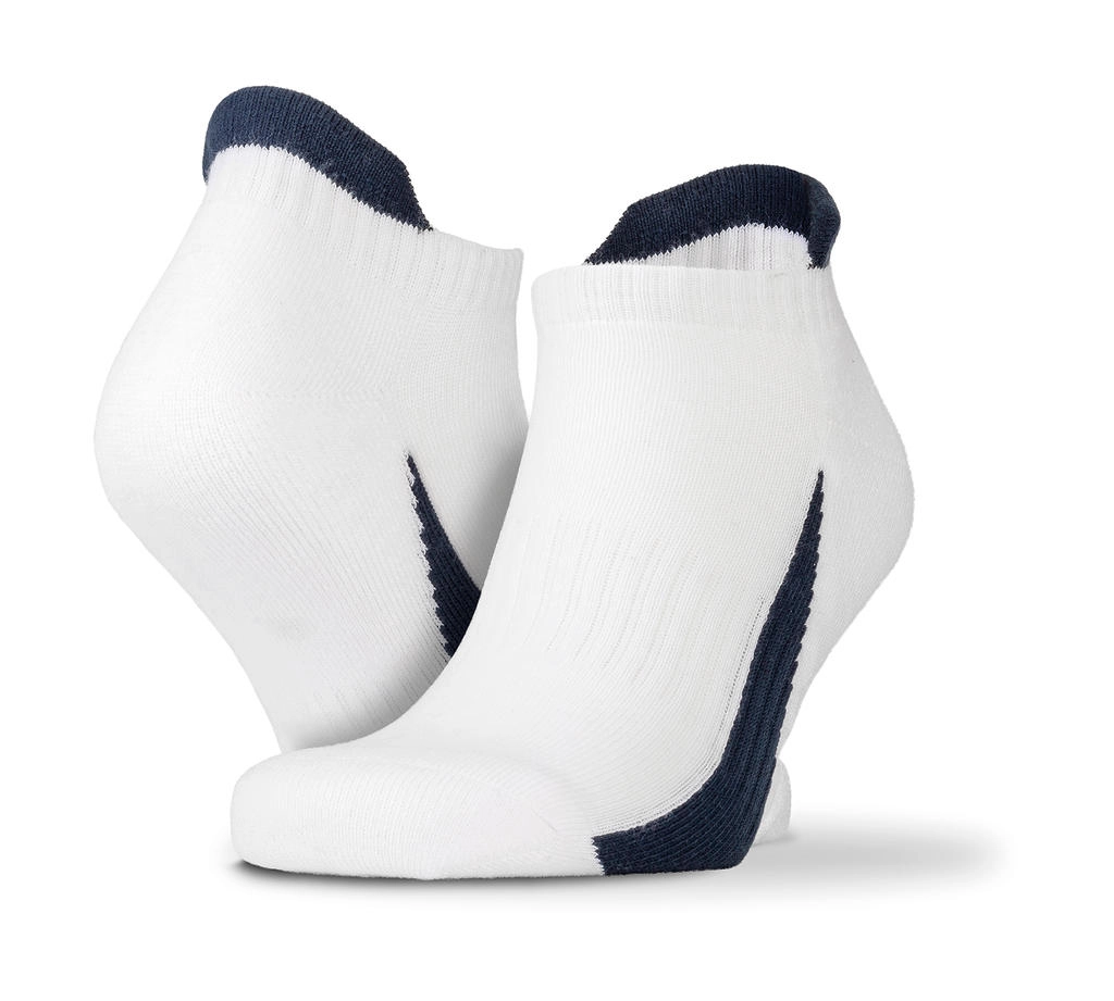 3-Pack Sneaker Socks zum Besticken und Bedrucken in der Farbe White/Navy mit Ihren Logo, Schriftzug oder Motiv.
