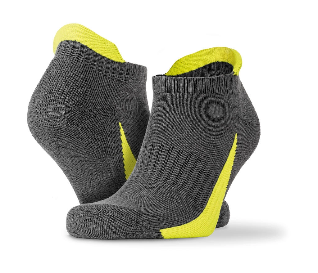 3-Pack Sneaker Socks zum Besticken und Bedrucken in der Farbe Grey/Lime mit Ihren Logo, Schriftzug oder Motiv.