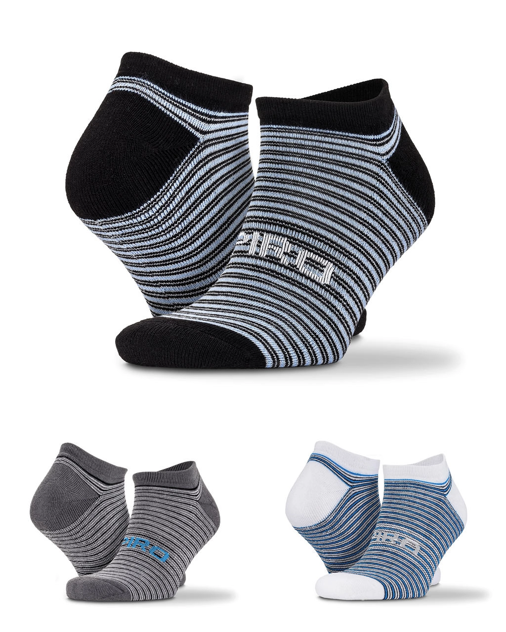 3-Pack Mixed Stripe Sneaker Socks zum Besticken und Bedrucken mit Ihren Logo, Schriftzug oder Motiv.