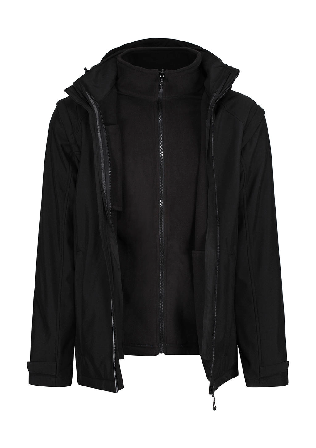Erasmus 4-in-1 Softshell Jacket zum Besticken und Bedrucken in der Farbe Black/Black mit Ihren Logo, Schriftzug oder Motiv.
