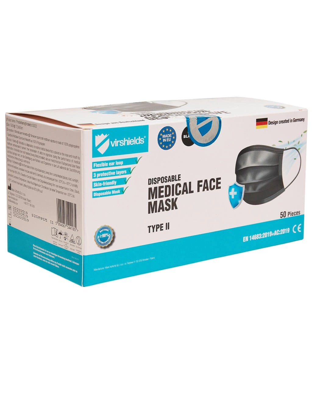 Medical face mask 3-ply zum Besticken und Bedrucken mit Ihren Logo, Schriftzug oder Motiv.