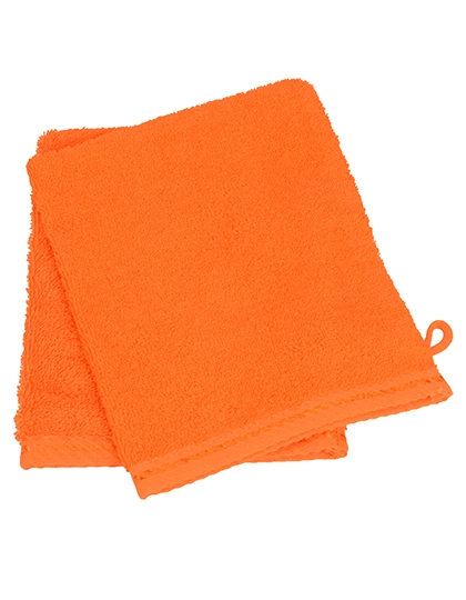 Washcloth zum Besticken und Bedrucken in der Farbe Bright Orange mit Ihren Logo, Schriftzug oder Motiv.