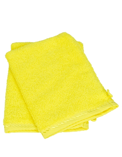 Washcloth zum Besticken und Bedrucken in der Farbe Bright Yellow mit Ihren Logo, Schriftzug oder Motiv.