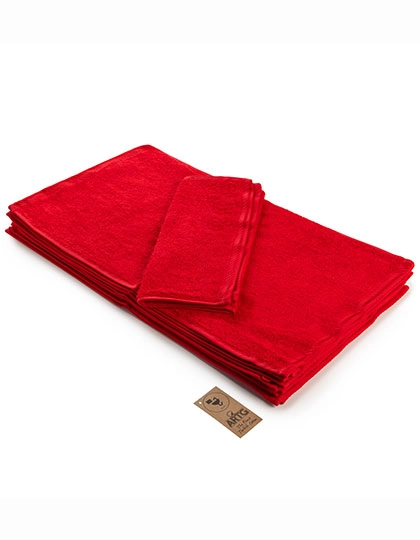 Guest Towel zum Besticken und Bedrucken in der Farbe Fire Red mit Ihren Logo, Schriftzug oder Motiv.