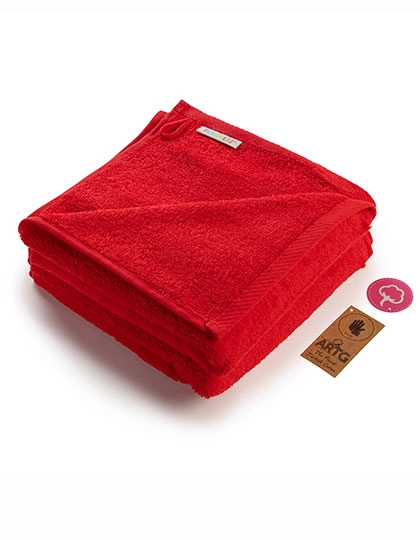 Fashion Hand Towel zum Besticken und Bedrucken in der Farbe Fire Red mit Ihren Logo, Schriftzug oder Motiv.