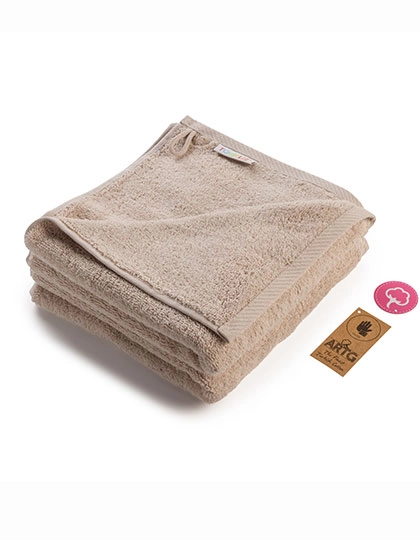 Fashion Hand Towel zum Besticken und Bedrucken in der Farbe Sand mit Ihren Logo, Schriftzug oder Motiv.