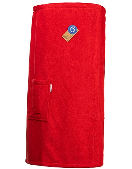 Sauna Kilt Ladies zum Besticken und Bedrucken in der Farbe Fire Red mit Ihren Logo, Schriftzug oder Motiv.