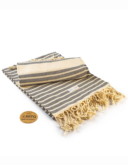 Hamamzz® Original Bodrum DeLuxe Towel zum Besticken und Bedrucken in der Farbe Black-Ivory mit Ihren Logo, Schriftzug oder Motiv.