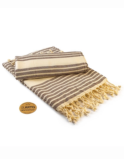 Hamamzz® Original Bodrum DeLuxe Towel zum Besticken und Bedrucken in der Farbe Brown-Ivory mit Ihren Logo, Schriftzug oder Motiv.