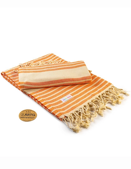 Hamamzz® Original Bodrum DeLuxe Towel zum Besticken und Bedrucken in der Farbe Orange-Ivory mit Ihren Logo, Schriftzug oder Motiv.