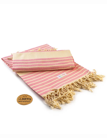 Hamamzz® Original Bodrum DeLuxe Towel zum Besticken und Bedrucken in der Farbe Pink-Ivory mit Ihren Logo, Schriftzug oder Motiv.