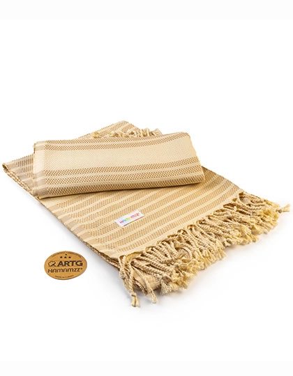 Hamamzz® Original Bodrum DeLuxe Towel zum Besticken und Bedrucken in der Farbe Sand-Ivory mit Ihren Logo, Schriftzug oder Motiv.