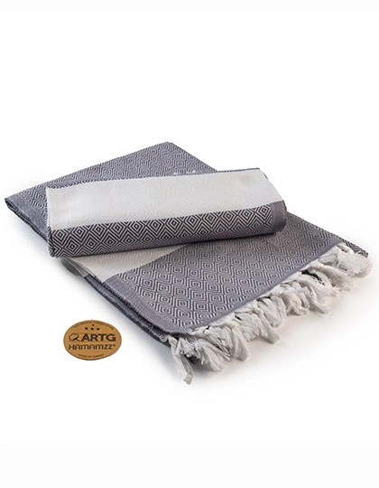 Hamamzz® Marmaris DeLuxe Towel zum Besticken und Bedrucken in der Farbe Graphite-White mit Ihren Logo, Schriftzug oder Motiv.