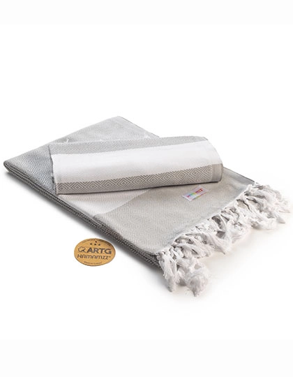 Hamamzz® Marmaris DeLuxe Towel zum Besticken und Bedrucken in der Farbe Light Grey-White mit Ihren Logo, Schriftzug oder Motiv.