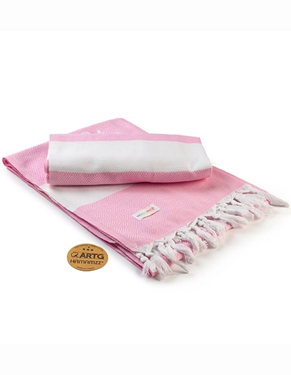 Hamamzz® Marmaris DeLuxe Towel zum Besticken und Bedrucken in der Farbe Light Pink-White mit Ihren Logo, Schriftzug oder Motiv.