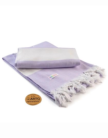 Hamamzz® Marmaris DeLuxe Towel zum Besticken und Bedrucken in der Farbe Light Purple-White mit Ihren Logo, Schriftzug oder Motiv.