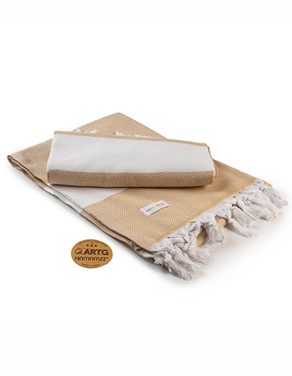 Hamamzz® Marmaris DeLuxe Towel zum Besticken und Bedrucken in der Farbe Sand-White mit Ihren Logo, Schriftzug oder Motiv.