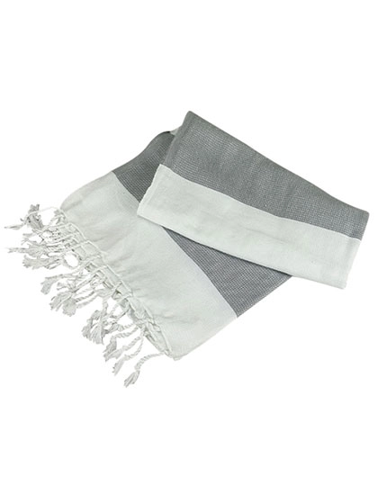 Hamamzz® Hamam Towel Antalya zum Besticken und Bedrucken in der Farbe White-Anthracite Grey mit Ihren Logo, Schriftzug oder Motiv.