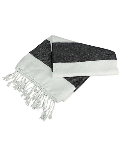 Hamamzz® Hamam Towel Antalya zum Besticken und Bedrucken in der Farbe White-Black mit Ihren Logo, Schriftzug oder Motiv.