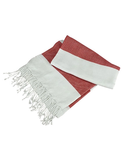 Hamamzz® Hamam Towel Antalya zum Besticken und Bedrucken in der Farbe White-Fire Red mit Ihren Logo, Schriftzug oder Motiv.