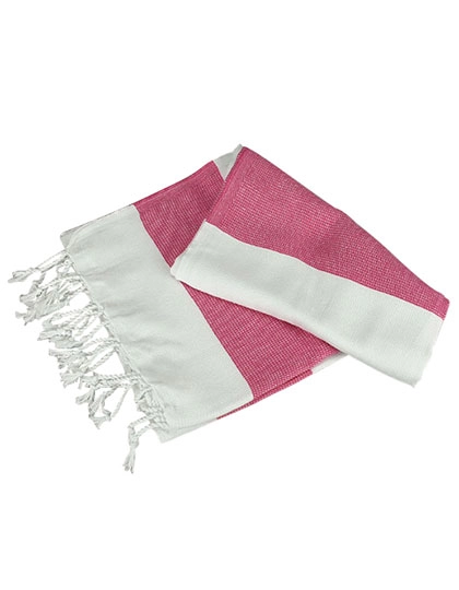 Hamamzz® Hamam Towel Antalya zum Besticken und Bedrucken in der Farbe White-Pink mit Ihren Logo, Schriftzug oder Motiv.