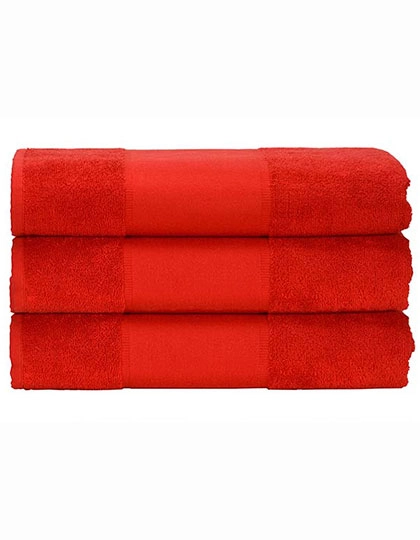 PRINT-Me® Hand Towel zum Besticken und Bedrucken in der Farbe Fire Red mit Ihren Logo, Schriftzug oder Motiv.
