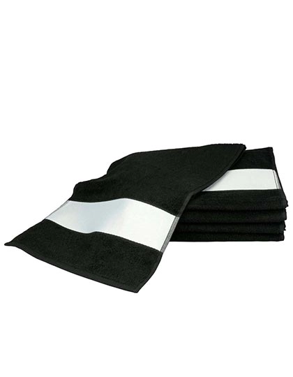SUBLI-Me® Sport Towel zum Besticken und Bedrucken in der Farbe Black mit Ihren Logo, Schriftzug oder Motiv.