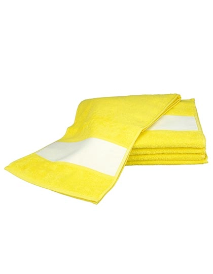 SUBLI-Me® Sport Towel zum Besticken und Bedrucken in der Farbe Bright Yellow mit Ihren Logo, Schriftzug oder Motiv.