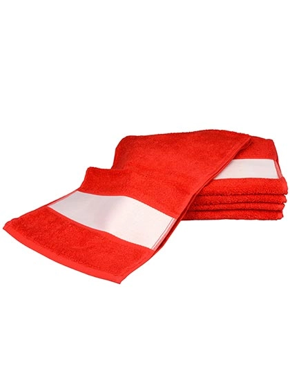 SUBLI-Me® Sport Towel zum Besticken und Bedrucken in der Farbe Fire Red mit Ihren Logo, Schriftzug oder Motiv.