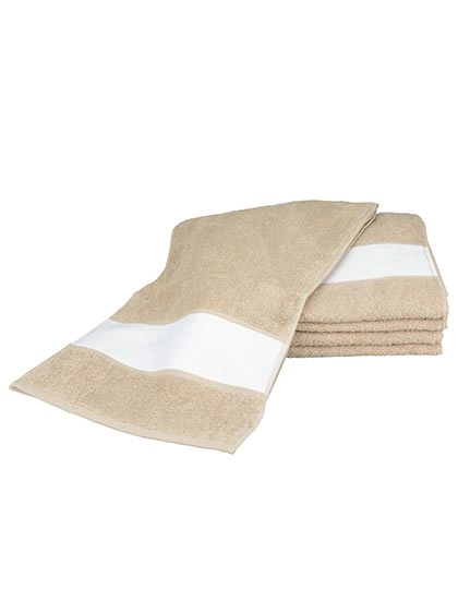 SUBLI-Me® Sport Towel zum Besticken und Bedrucken in der Farbe Sand mit Ihren Logo, Schriftzug oder Motiv.