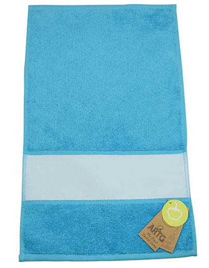 SUBLI-Me® Guest Towel zum Besticken und Bedrucken in der Farbe Aqua Blue mit Ihren Logo, Schriftzug oder Motiv.