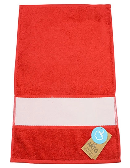 SUBLI-Me® Guest Towel zum Besticken und Bedrucken in der Farbe Fire Red mit Ihren Logo, Schriftzug oder Motiv.