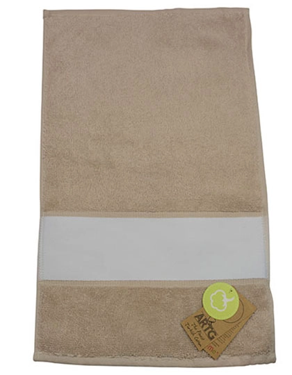 SUBLI-Me® Guest Towel zum Besticken und Bedrucken in der Farbe Sand mit Ihren Logo, Schriftzug oder Motiv.