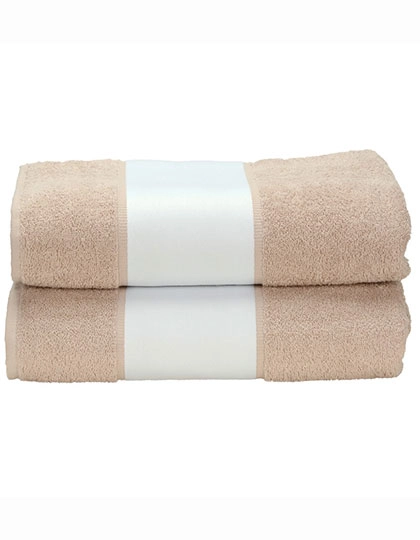 SUBLI-Me® Big Towel zum Besticken und Bedrucken in der Farbe Sand mit Ihren Logo, Schriftzug oder Motiv.