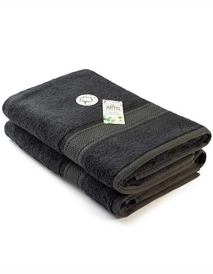 Natural Bamboo Bath Towel zum Besticken und Bedrucken in der Farbe Black mit Ihren Logo, Schriftzug oder Motiv.