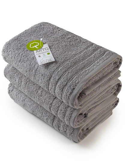 Organic Hand Towel zum Besticken und Bedrucken in der Farbe Grey mit Ihren Logo, Schriftzug oder Motiv.