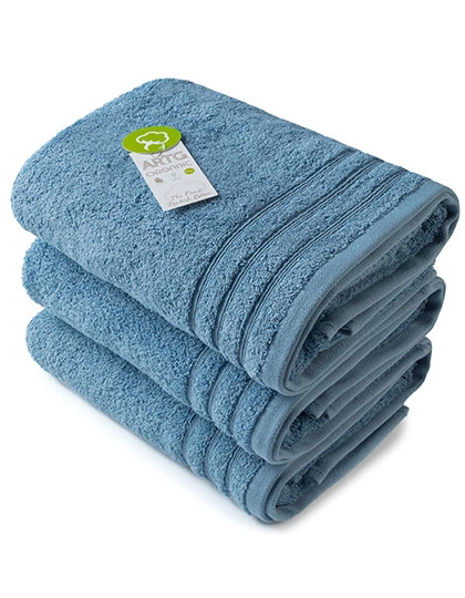 Organic Hand Towel zum Besticken und Bedrucken in der Farbe Jeans Blue mit Ihren Logo, Schriftzug oder Motiv.
