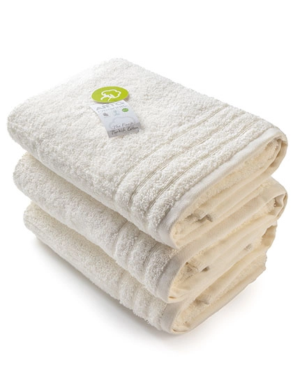 Organic Hand Towel zum Besticken und Bedrucken in der Farbe White mit Ihren Logo, Schriftzug oder Motiv.