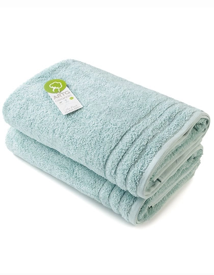 Organic Bath Towel zum Besticken und Bedrucken in der Farbe Green mit Ihren Logo, Schriftzug oder Motiv.