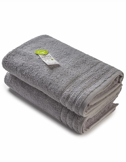 Organic Bath Towel zum Besticken und Bedrucken in der Farbe Grey mit Ihren Logo, Schriftzug oder Motiv.