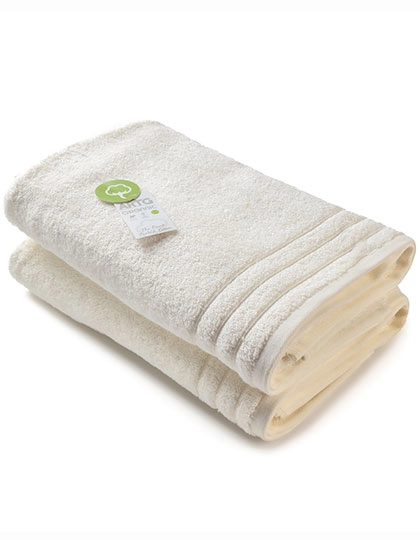 Organic Bath Towel zum Besticken und Bedrucken in der Farbe White mit Ihren Logo, Schriftzug oder Motiv.