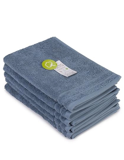Organic Guest Towel zum Besticken und Bedrucken in der Farbe Jeans Blue mit Ihren Logo, Schriftzug oder Motiv.