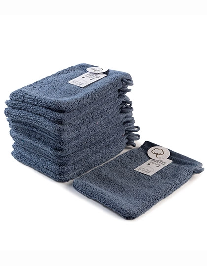 Excellent Washing Glove DELUXE zum Besticken und Bedrucken in der Farbe Jeans Blue mit Ihren Logo, Schriftzug oder Motiv.